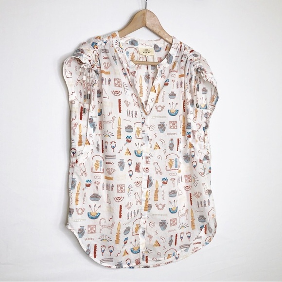Anthropologie Daniel Kroll hieroglyphic, graphic, print button up shirt - Picture 4 of 12